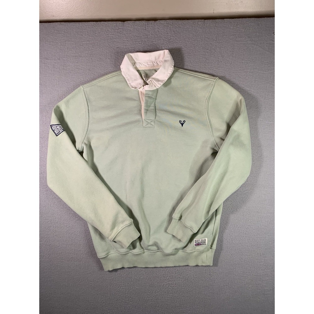 Scott Ellis Men's Premium Collection Collared Rugby Sweatshirt Small Green